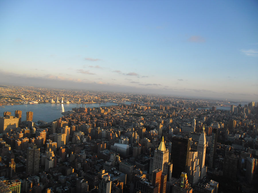 New York City Ausblick vom Empire State Building zum Sonnenuntergang